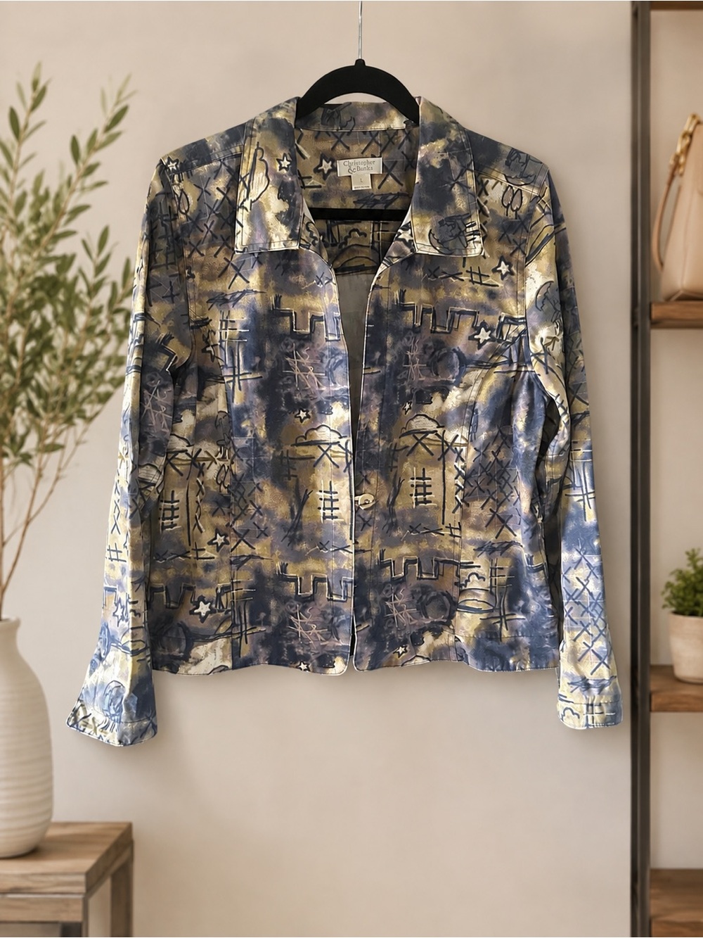 Christopher & Banks Y2K Abstract Print Cotton Jacket Size L 2005